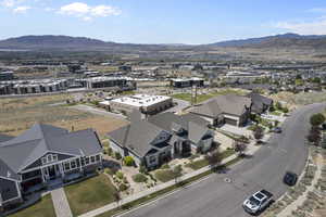Aerial view of a mountainous background