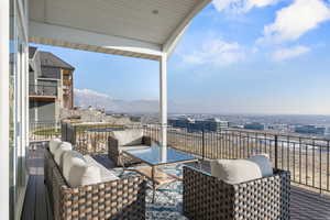 Deck off the Living Room and Kitchen. Can see across Utah Lake down to past Provo