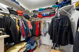 Walk in closet featuring carpet floors