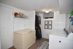 Laundry area plus outside basement entry access.