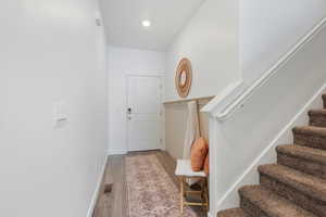 Interior space with hardwood / wood-style flooring