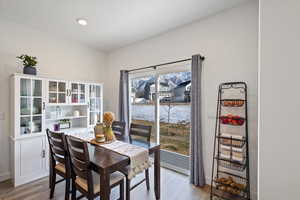 Dining room with light wood-type flooring