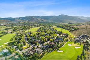 Drone / aerial view with a mountain view