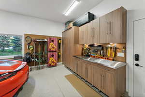 Interior space with stainless steel counters