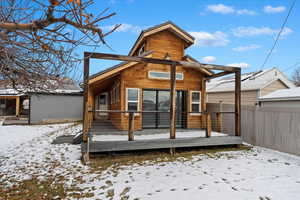 Custom cedar pool house with composite deck