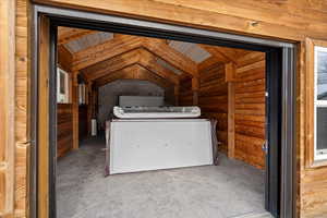 Interior of custom cedar lined pool house