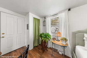 Entryway with dark hardwood / wood-style floors