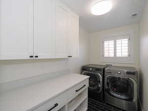 Upstairs Laundry w/cabinets and folding table