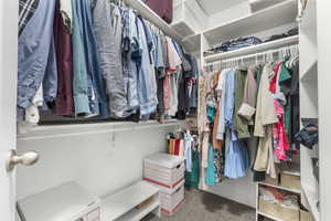 Spacious closet with carpet