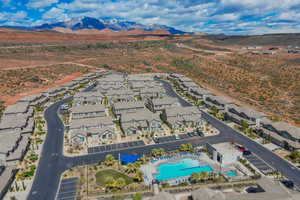 Drone / aerial view featuring a mountain view