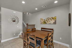 View of tiled dining space