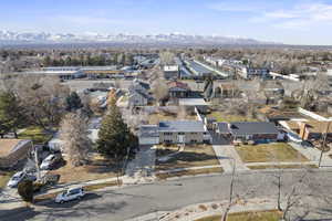 Aerial view featuring a mountain view