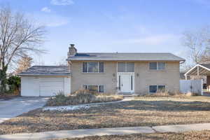 Split foyer home with a garage