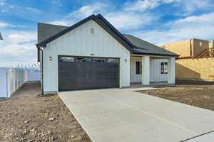 Modern farmhouse with a garage