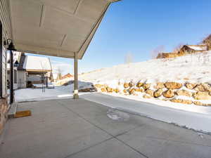 View of snow covered patio