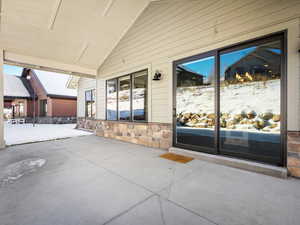 View of snow covered patio