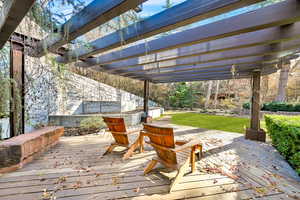 Wooden deck with a yard