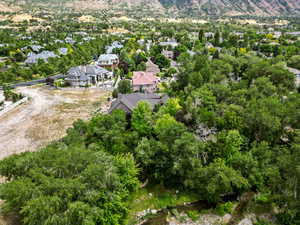 Aerial view with a mountain view