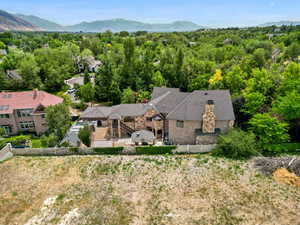 Bird's eye view with a mountain view