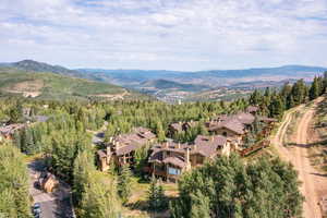 Aerial view featuring a mountain view