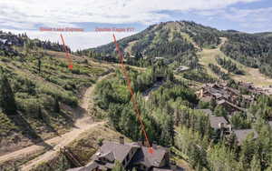 Aerial view with a mountain view