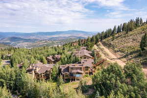 Bird's eye view with a mountain view