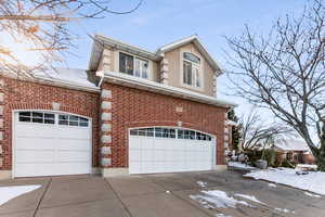 Exterior space with a garage