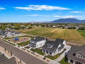 Drone / aerial view with a mountain view