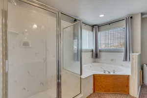 Bathroom with shower with separate bathtub