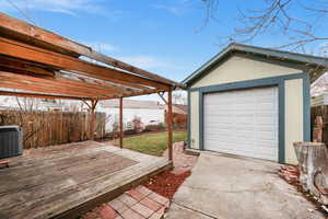 Garage with central AC unit