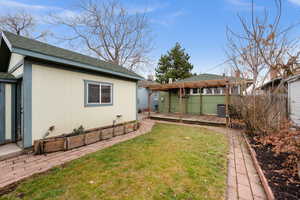 View of yard featuring a deck