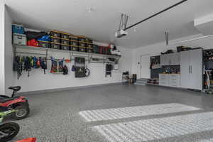 Garage featuring a garage door opener