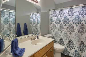 Main Bathroom with vanity and toilet