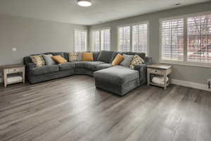 Living room featuring wood-type flooring