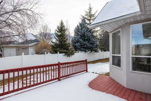 View of snow covered deck