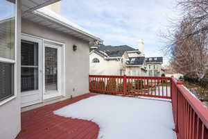 View of snow covered deck