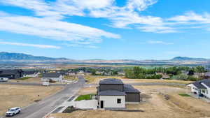 Drone / aerial view with a mountain view