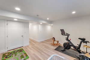 Family room featuring light hardwood / wood-style flooring