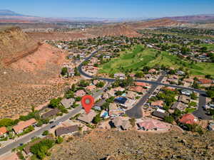 Bird's eye view with a mountain view