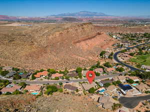 Drone / aerial view with a mountain view