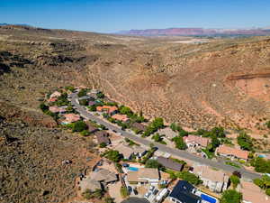 Aerial view featuring a mountain view