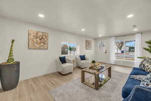 Living room featuring light hardwood / wood-style flooring