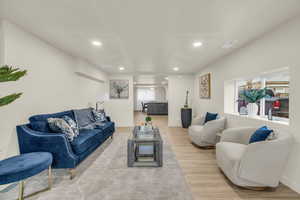 Living room featuring light wood-type flooring