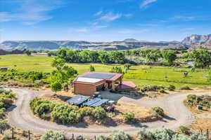 Aerial view featuring a mountain view and a rural view