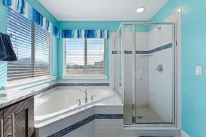 Bathroom with independent shower and bath