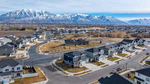 Drone / aerial view with a mountain view