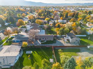 Drone / aerial view with a mountain view