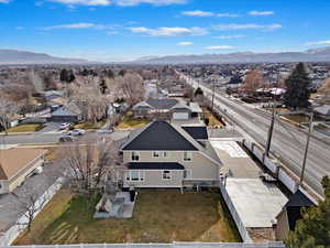 Aerial view featuring a mountain view