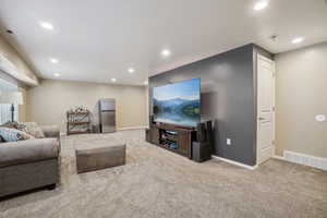 View of carpeted living room