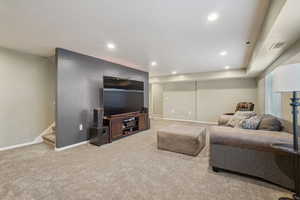 View of carpeted living room